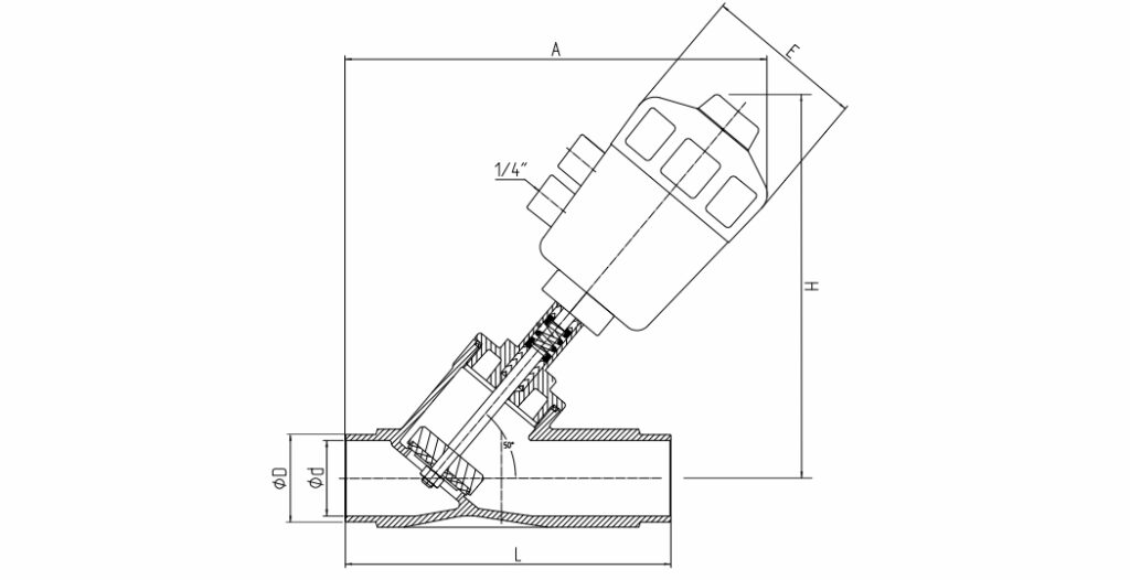 Welded angle seat valves